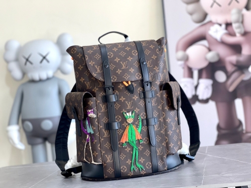 No. 53163   M45617   41*47*13cm    Multi function Christopher small backpack, Monogram canvas, embroidery