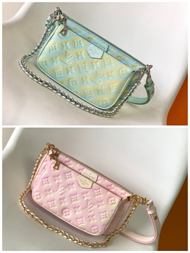 No.53204  M46180  M46093  24*13.5*4cm  Multi pochette accessories handbag, Monogram emprente leather+ top leather