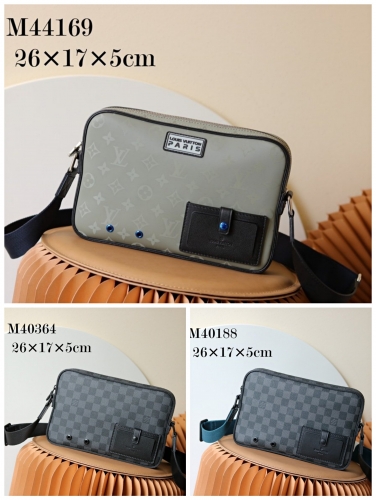 No.53224  M44169   M40188   M40364   26*17*5cm  Postman's bag, Damier Graphite Canvas / Monogram titanium canvas