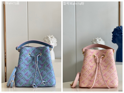 No.53241   M46173   M46174   20*20*13cm   Full Leather Mini bucket bag, Monogram emprente leather