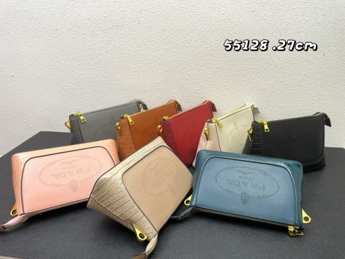 No.53375    55128  27*17*10cm  Classic legend, double shoulder strap (leather strap + wide cloth strap) leather pattern + crocodile pattern