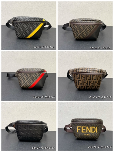 No.53380   dd434   46*18*9cm  Waist bag, chest bag, retro pattern FF lettered embossed print, original leather