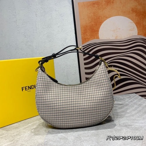 No.53406   29*24.5*10cm    16.5*14*5cm   Crescent ipraphy Fendi thousand bird lattice underarm bag