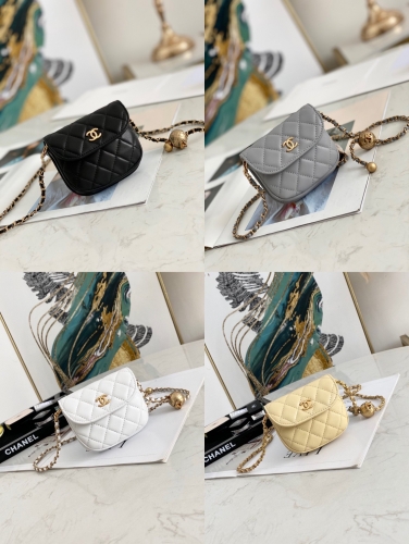 No.53548   81462    9*10.5*2.5cm   Small gold ball pendant chain bag, imported sheepskin