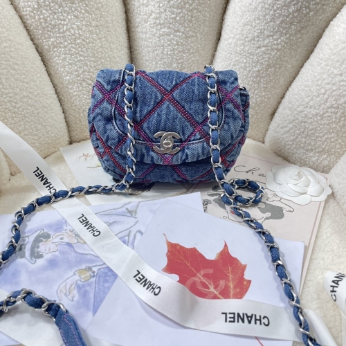 No.53587    3187    20cm   New style in the autumn of 2022, denim saddle bag, imported original denim fabric