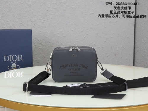 No.53566   2DSBC119UAT   17* 12.5*5cm Christian Dior Atelier "logo messenger bag, top grain calf leather  Built in induction chip