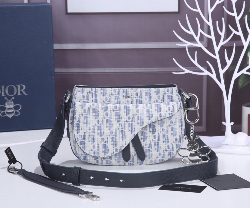 No.53659  1ADHO024UTK_H00E     24*17.5*8cm   Dumpling bag, mini Saddle Soft handbag, blue Oblique Kasuri print