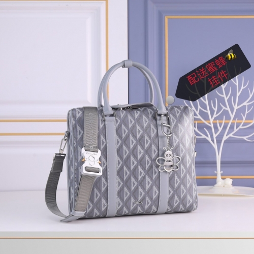 No.53611   1ADBR088CDP_H43E    35*27*6cm   Briefcase, Dior Lingot Collection, Grey Canvas CD Diamond