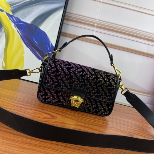 No.53633   02   26*6*15cm   VERSACE x FENDI co branded capsule series, Baguette single shoulder, gradient crystal