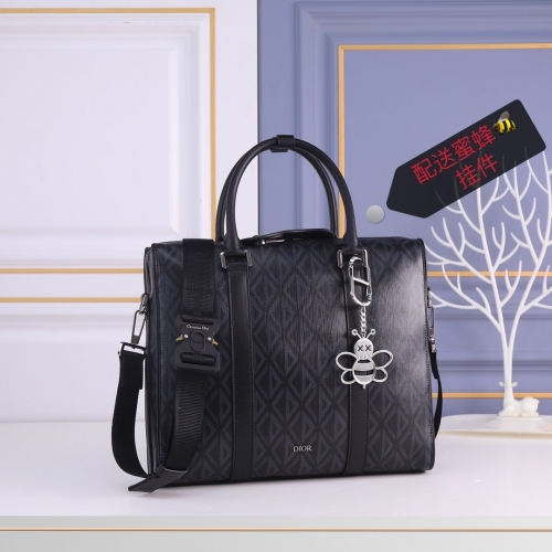 No.53610   1ADBR088CDP_H43E    35*27*6cm   Briefcase, Dior Lingot Collection, Black Canvas CD Diamond