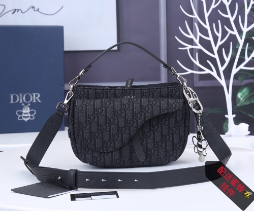 No.53658   1ADHO003YKY_H05E     24*17.5*8cm   Dumpling bag, mini Saddle Soft handbag, beige and black Oblique print