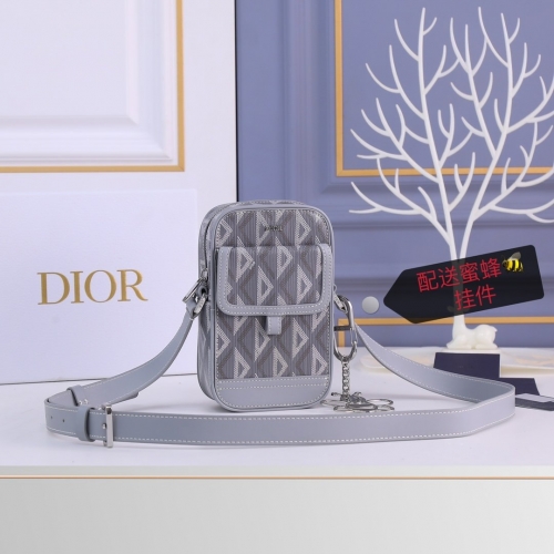 No.53650   2ESCA415CDP_H42E   11*19*5cm    Dior Hit the Road Handbag, Dior Grey Canvas CD Diamond