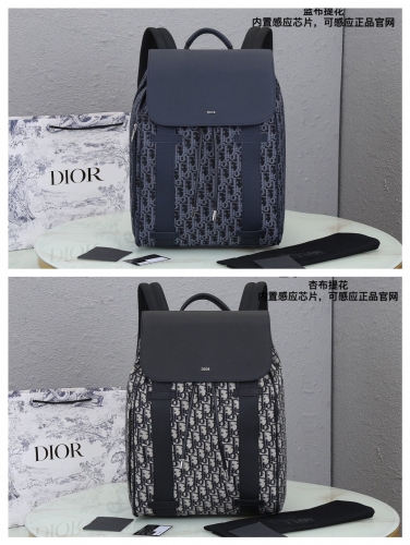 No.53675   1ESBA102YWY    29.5*42*16cm   Dior Oblique men's backpack, imported original grain calf leather+imported original jacquard fabric