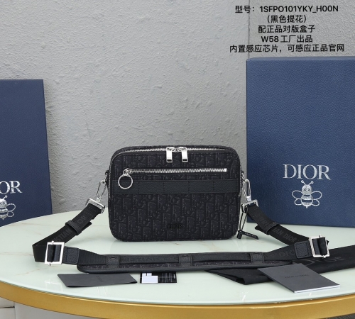 No.53685   1SFPO101YKY_H00N    22*15*5cm  Dior men's homme camera messenger bag, black jacquard