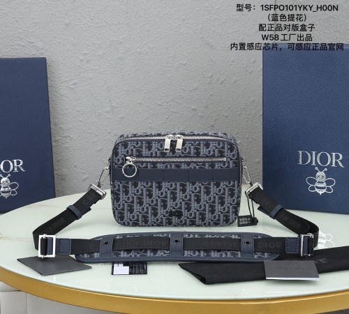 No.53684   1SFPO101YKY_H00N    22*15*5cm   Dior men's homme camera messenger bag, blue jacquard