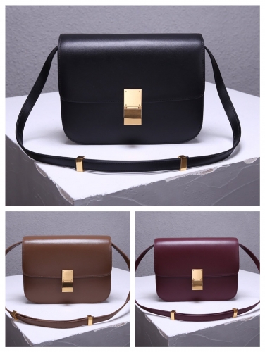 No.53701     3349    23cm   Celine Vintage Tofu Bun, Hand Rubbing, Cowhide