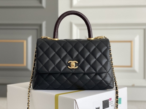 No.53768    14*24*10cm  Genuine platinum edition, small chanel cocohandle, zp ball grain cow leather in the cutting department,