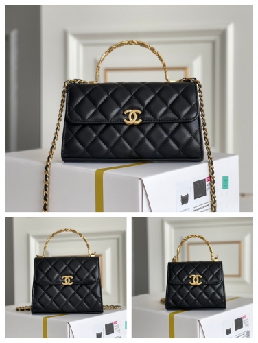 No.53777   8.5*11*4cm   11.5*14.5*5cm   10*18*4.5cm 22B Genuine platinum version, enamel handle chain flap bag, exclusive zp lambskin