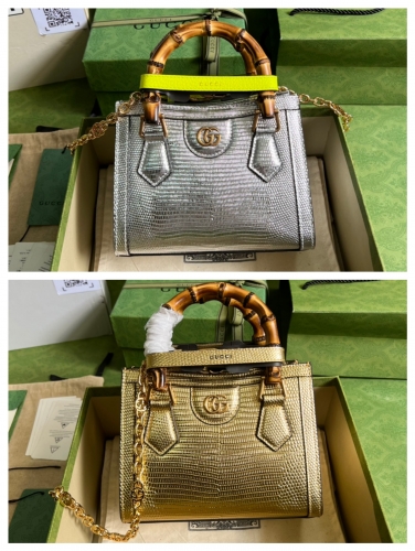 No.53885   675800  20*16*10cm    Diana series, lizard skin bamboo bag