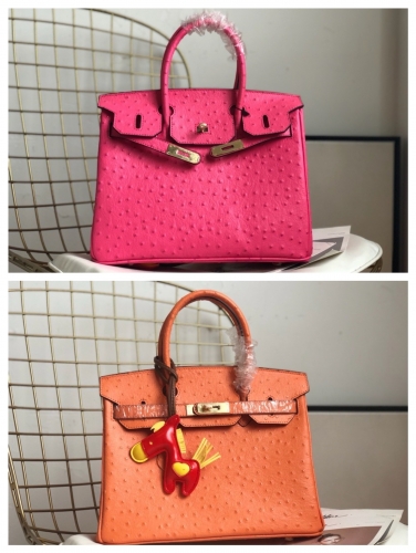 No.53873   30cm  Hermes Birkin Platinum Bag, Cowhide Ostrich Pattern Original Calfskin