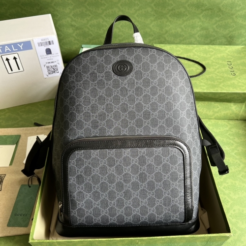 No.53906   704017    31.5*41*14.5cm  Interlocking double G backpack, black GG Supreme canvas