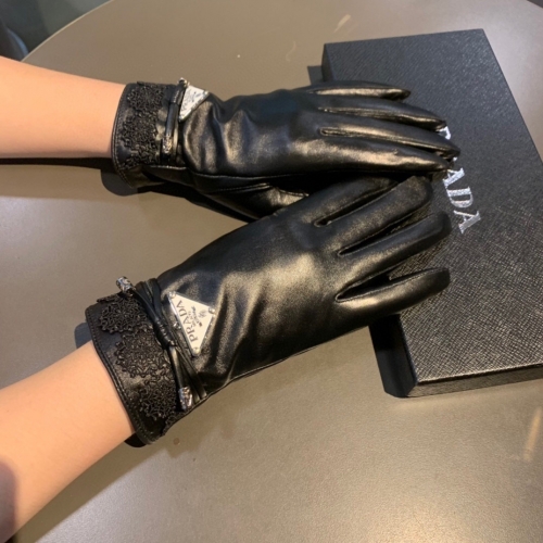 No. 90512  Prada   size M L  Lace lace touch screen sheepskin gloves