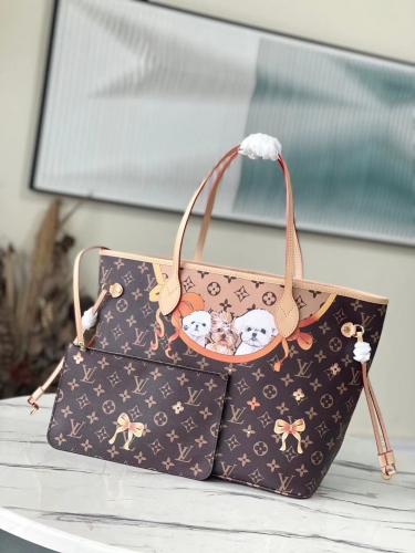 No.54252   M40995  32*29*17cm Dog screen NEVERFULL medium handbag