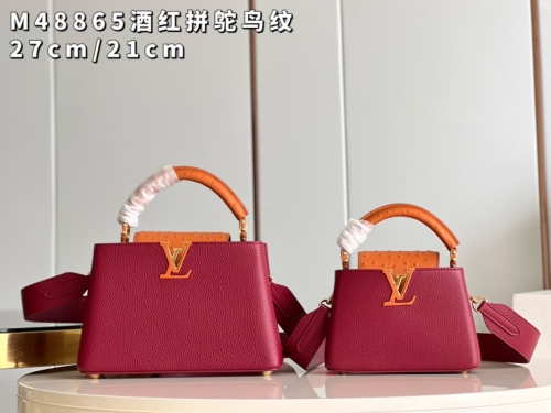 No.54425   M48865  21*14*8cm    M81409   27*18*9cm  Capucines handbag, Taurillon leather, ostrich pattern