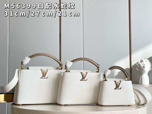 No.54424   M56399   21*14*8cm   M56399   27*18*9cm    M56399   31.5*20*11cm  Capucines handbag, calfskin imported from France