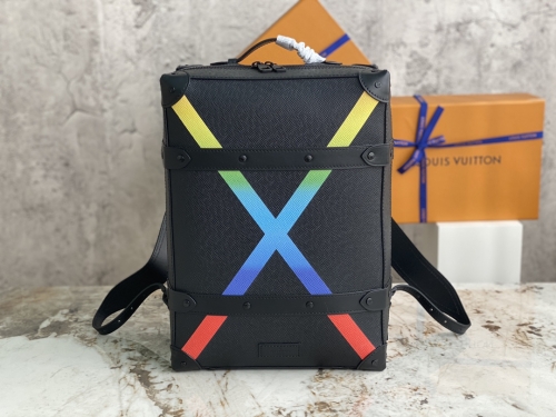 No.54460    M30337  26*37*14cm  Backpack Series Rainbow Backpack SOFT TRUNK Small Backpack, all leather black