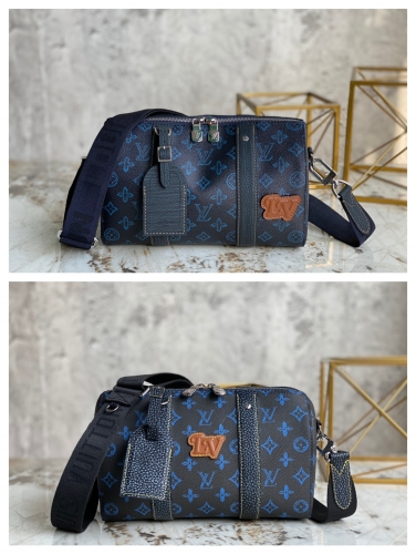 No.54492   M46339  27*17*13cm  Pillow bag series City Keepall handbag, Monogram Bandana print, cow leather