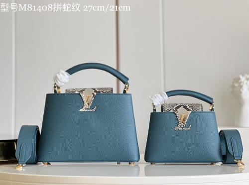 No.54510   M81408    21*14*8cm   27*18*9cm Capucines handbag, calfskin imported from France, with snake pattern