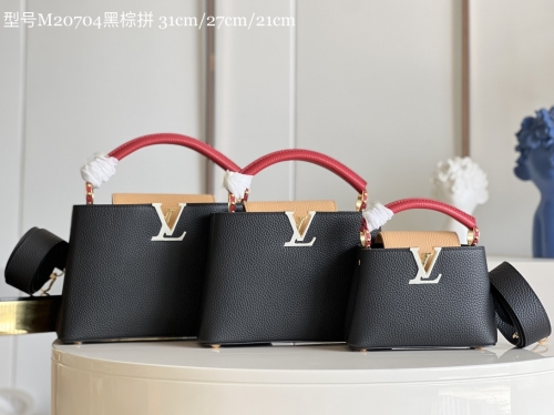 No.54557   M20704  21*14*8cm    27*18*9cm   31.5*20*11cm  Capucines handbag, imported calfskin from France