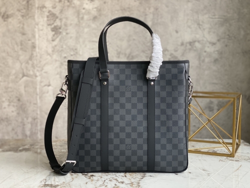 No.54565   N41467   35*33*9cm  Briefcase Collection Tadao Small Handbag, Graphite Damier Plaid Canvas, Haig