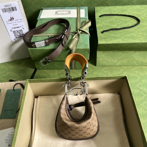 No.54604   718512   14.5*10*4cm  Gucci Attach mini shoulder bag, khaki and ebony GG Supreme canvas