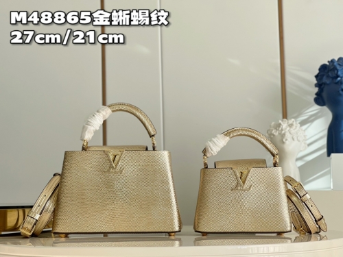 No.54753   M48865   21*14*8cm   27*18*9cm  Capucines mini/BB handbag, imported from France, calf leather, lizard pattern