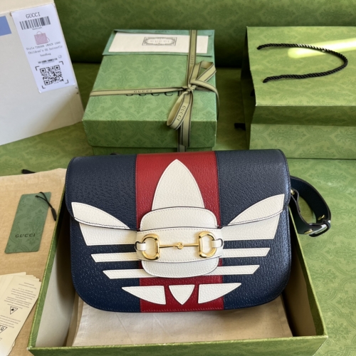 No.54790   602204   25*18*8cm  Adidas x Gucci Gucci Horsebit 1955, color blocked full leather