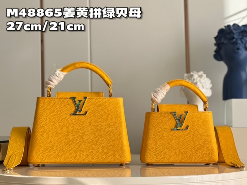 No.54782  M48865  21*14*8cm   27*18*9cm Capucines handbag, calfskin imported from France