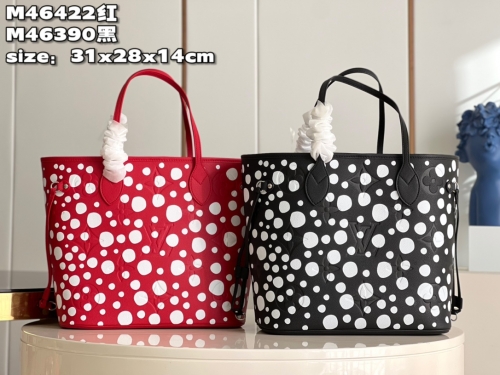 No.54808    M46422    M46390   31*28*14cm  Podot Master Kusama Yasheng Co branded Series, Neverfull Medium Handbag, Monogram Imprente Soft Embossed Le