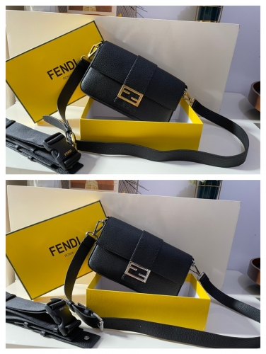 No.54819   472   28*18*7cm  Baguette handbag, square flap design, FF magnetic buckle, Italian Romano leather material