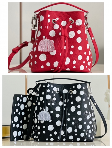 No.54810  M21730   M21753   20*20*13cm  Bucket bag series Podot Master Kusama's co branded series, N é oNo é BB bucket bag