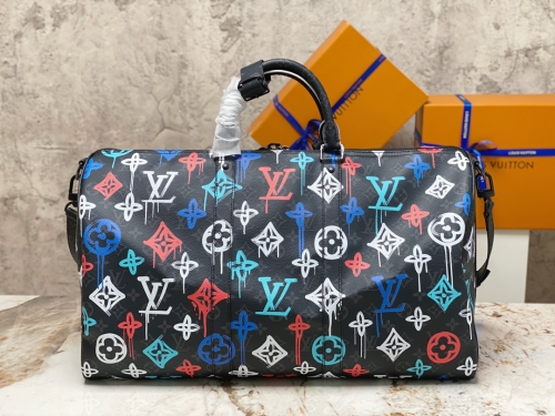 No.54827   M21384   50*29*23cm  Graffiti travel bag series KEEPALL BANDOULI È RE 50 travel bag, Monogram Eclipse canvas