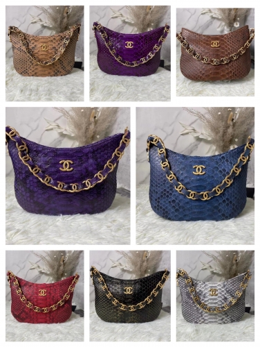 No.54871   AS3562    17.5*24*6cm  22k autumn and winter high-grade ready-to-wear series, hippie bag, snake skin, goat skin inside