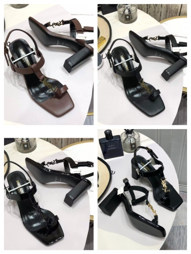 No.62795 YSL size 35-41  7.5cm   Imported cow patent leather/misted cow leather fabric+imported sheepskin+imported leather outsole