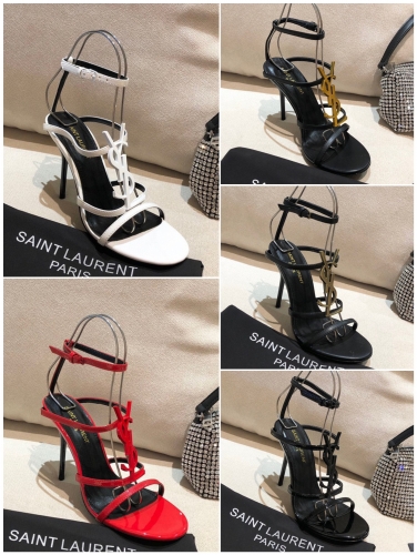 No.62867 YSL 11cm high-heel sandals shiny patent leather and cowhid leather for choose size 34-41