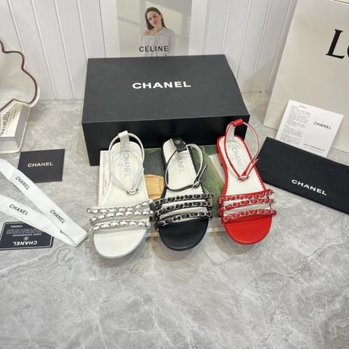 No.62865     Chanel  size 34-41 2023 Round head retro chain hardware buckle sandals