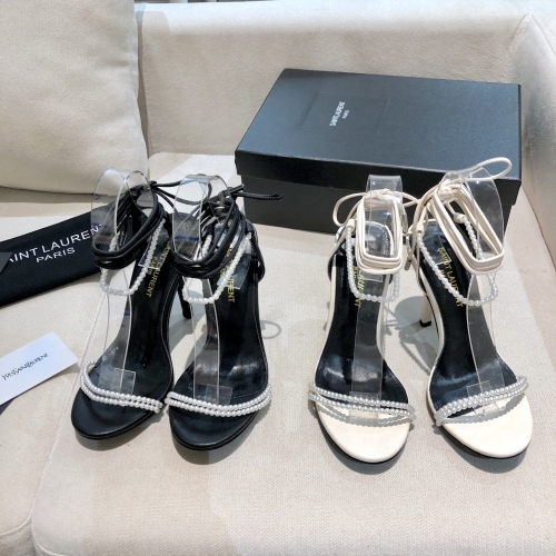 No.62903   YSL size 35-42   High heeled sandals with pearl splay strap
