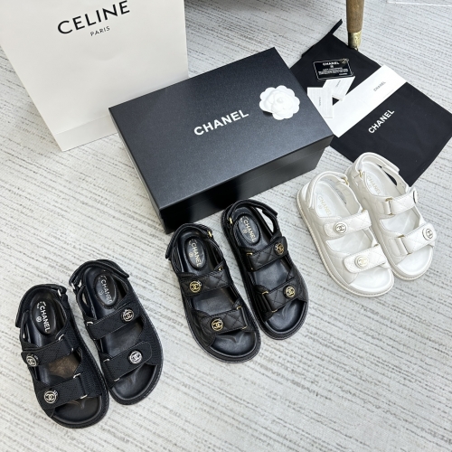 No.62972  Chanel size 35-41 23ss small incense velcro sandals,Imported basketball grain calf leather