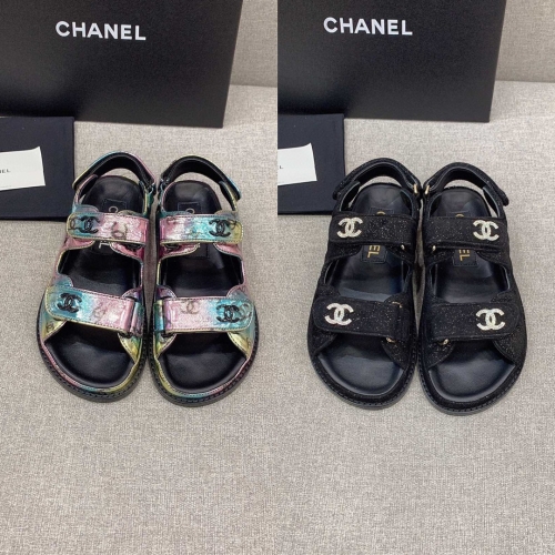 No.63063  CHANEL size 35-41 New Velcro sandals Phantom sheepskin upper