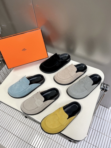 No.63074  HERMES  size 35-39    Boken shoes are cute and half-trailer, imported Yangjing upper